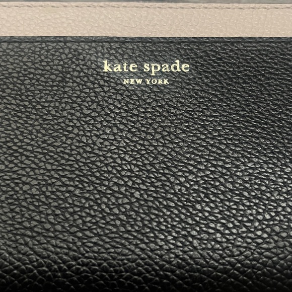 Kate Spade Margaux Slim Continental Wallet Black & Warm Taupe - Picture 2 of 12